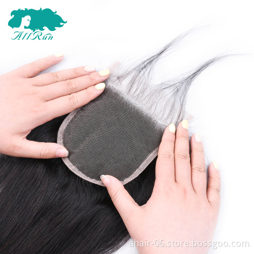Good Quality 8"-20" Brazilian Virgin Hair Closure Transparent Swiss Lace Closure 4*4 Human Hair